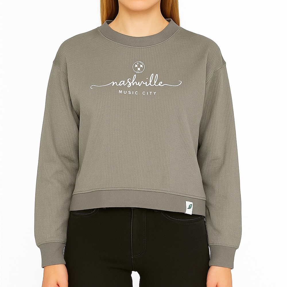 Nashville Music City Grey Crewneck Sweatshirt – Relaxed Fit by League91Size: Med